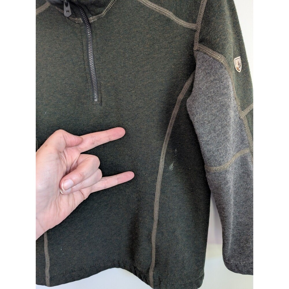 KUHL Kashmira Quarter Zip Fleece Sweater Kids Boys XS 5-6 Green Gorpcore Camping - Picture 7 of 10